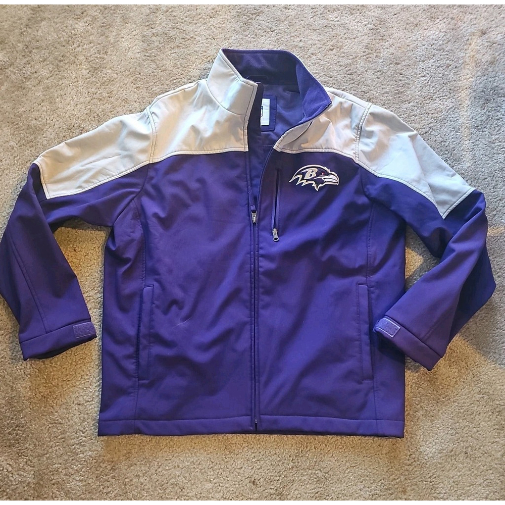 NFL Baltimore Ravens Men's Large Full Zip Jacket Purple Gray